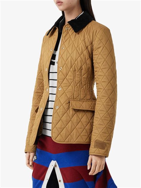 burberry corduroy-trim monogram diamond-quilted jacket|Quilted Barn Jacket in Camel .